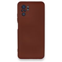 Newface Xiaomi Redmi Note 10 Kılıf Nano içi Kadife  Silikon - Kahverengi