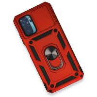 Newface Xiaomi Poco M5s Kılıf Pars Lens Yüzüklü Silikon - Kırmızı