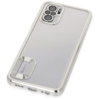 Newface Xiaomi Redmi Note 10 Kılıf Slot Silikon - Gümüş