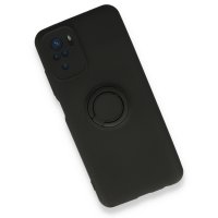 Newface Xiaomi Redmi Note 10 Kılıf Viktor Yüzüklü Silikon - Siyah