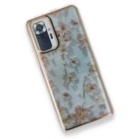 Newface Xiaomi Redmi Note 10 Pro Kılıf Çiçekli Silikon - Gri