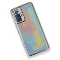 Newface Xiaomi Redmi Note 10 Pro Kılıf Çiçekli Silikon - Mavi