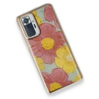 Newface Xiaomi Redmi Note 10 Pro Kılıf Çiçekli Silikon - Pembe