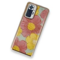 Newface Xiaomi Redmi Note 10 Pro Kılıf Çiçekli Silikon - Pembe