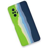 Newface Xiaomi Redmi Note 10 Pro Kılıf Ebruli Lansman Silikon - Yeşil-Koyu Yeşil
