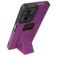 Newface Xiaomi Redmi Note 10 Pro Kılıf Mega Standlı Silikon - Mor