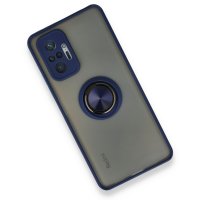 Newface Xiaomi Redmi Note 10 Pro Kılıf Montreal Yüzüklü Silikon Kapak - Lacivert