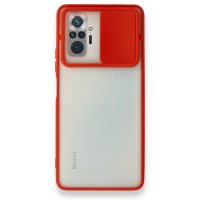 Newface Xiaomi Redmi Note 10 Pro Kılıf Palm Buzlu Kamera Sürgülü Silikon - Kırmızı