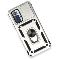 Newface Xiaomi Redmi Note 10 Pro Kılıf Pars Lens Yüzüklü Silikon - Gümüş