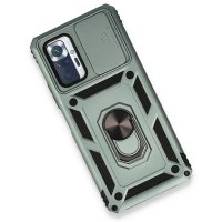 Newface Xiaomi Redmi Note 10 Pro Kılıf Pars Lens Yüzüklü Silikon - Yeşil