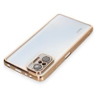 Newface Xiaomi Redmi Note 10 Pro Kılıf Razer Lensli Silikon - Gold