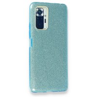 Newface Xiaomi Redmi Note 10 Pro Kılıf Simli Katmanlı Silikon - Turkuaz