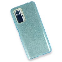 Newface Xiaomi Redmi Note 10 Pro Kılıf Simli Katmanlı Silikon - Turkuaz