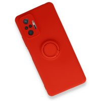 Newface Xiaomi Redmi Note 10 Pro Kılıf Viktor Yüzüklü Silikon - Kırmızı