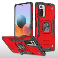 Newface Xiaomi Redmi Note 10 Pro Kılıf Zegna Yüzüklü Silikon Kapak - Kırmızı