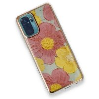 Newface Xiaomi Redmi Note 10S Kılıf Çiçekli Silikon - Pembe