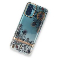 Newface Xiaomi Redmi Note 10S Kılıf Çiçekli Silikon - Siyah