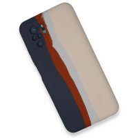 Newface Xiaomi Redmi Note 10S Kılıf Ebruli Lansman Silikon - Lacivert-Krem