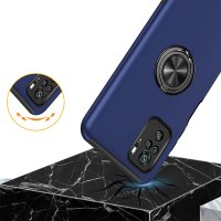 Newface Xiaomi Redmi Note 10S Kılıf Elit Yüzüklü Kapak - Lacivert