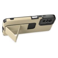 Newface Xiaomi Redmi Note 10S Kılıf Mega Standlı Silikon - Gold