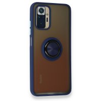 Newface Xiaomi Redmi Note 10S Kılıf Montreal Yüzüklü Silikon Kapak - Lacivert