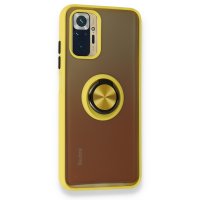 Newface Xiaomi Redmi Note 10S Kılıf Montreal Yüzüklü Silikon Kapak - Sarı
