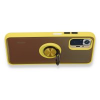 Newface Xiaomi Redmi Note 10S Kılıf Montreal Yüzüklü Silikon Kapak - Sarı