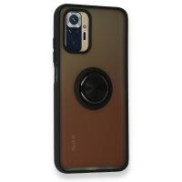 Newface Xiaomi Redmi Note 10S Kılıf Montreal Yüzüklü Silikon Kapak - Siyah