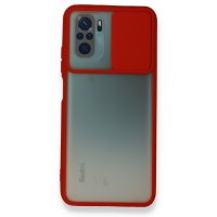 Newface Xiaomi Redmi Note 10S Kılıf Palm Buzlu Kamera Sürgülü Silikon - Kırmızı