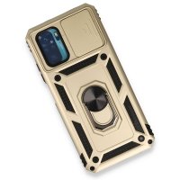 Newface Xiaomi Redmi Note 10S Kılıf Pars Lens Yüzüklü Silikon - Gold
