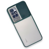 Newface Xiaomi Redmi Note 11 4G Kılıf Palm Buzlu Kamera Sürgülü Silikon - Yeşil