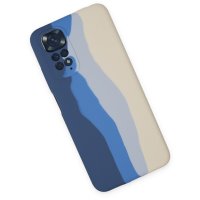 Newface Xiaomi Redmi Note 11 Kılıf Ebruli Lansman Silikon - Lacivert-Krem