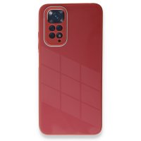 Newface Xiaomi Redmi Note 11 Kılıf Glass Kapak - Bordo