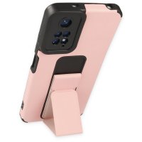 Newface Xiaomi Redmi Note 11 Kılıf Mega Standlı Silikon - Pudra