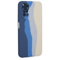 Newface Xiaomi Redmi Note 11S Kılıf Ebruli Lansman Silikon - Lacivert-Krem