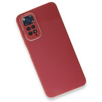 Newface Xiaomi Redmi Note 11S Kılıf Glass Kapak - Bordo