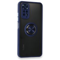 Newface Xiaomi Redmi Note 11S Kılıf Montreal Yüzüklü Silikon Kapak - Lacivert