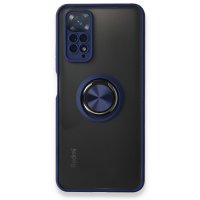 Newface Xiaomi Redmi Note 11S Kılıf Montreal Yüzüklü Silikon Kapak - Lacivert