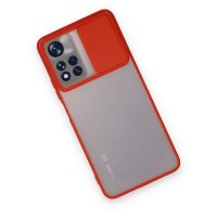 Newface Xiaomi Poco M4 Pro 5G Kılıf Palm Buzlu Kamera Sürgülü Silikon - Kırmızı