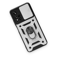 Newface Xiaomi Redmi Note 11T Kılıf Pars Lens Yüzüklü Silikon - Gümüş