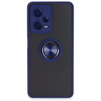 Newface Xiaomi Redmi Note 12 5G Kılıf Montreal Yüzüklü Silikon Kapak - Lacivert