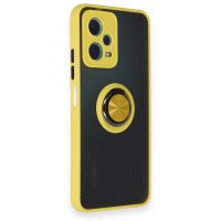 Newface Xiaomi Redmi Note 12 5G Kılıf Montreal Yüzüklü Silikon Kapak - Sarı