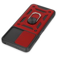 Newface Xiaomi Redmi Note 12 5G Kılıf Pars Lens Yüzüklü Silikon - Kırmızı
