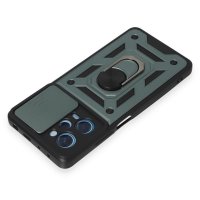 Newface Xiaomi Redmi Note 12 Pro 5G Kılıf Pars Lens Yüzüklü Silikon - Yeşil