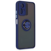 Newface Xiaomi Redmi Note 12S Kılıf Montreal Yüzüklü Silikon Kapak - Lacivert