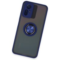 Newface Xiaomi Redmi Note 12S Kılıf Montreal Yüzüklü Silikon Kapak - Lacivert