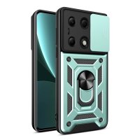 Newface Xiaomi Redmi Note 13 Pro 4G Kılıf Pars Lens Yüzüklü Silikon - Yeşil