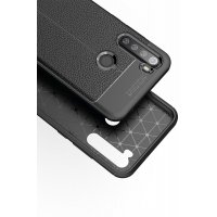 Newface Xiaomi Redmi Note 8 Kılıf Focus Derili Silikon - Kırmızı