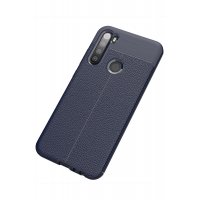 Newface Xiaomi Redmi Note 8 Kılıf Focus Derili Silikon - Lacivert