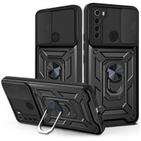 Newface Xiaomi Redmi Note 8 Kılıf Pars Lens Yüzüklü Silikon - Siyah